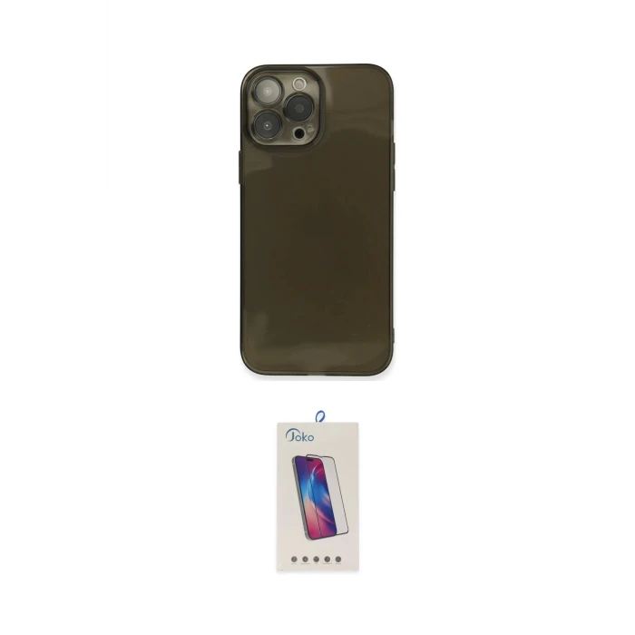 ieg™ iPhone 13 Pro Max Kılıf Ahenk Doku - Siyah Joko 5D Cam