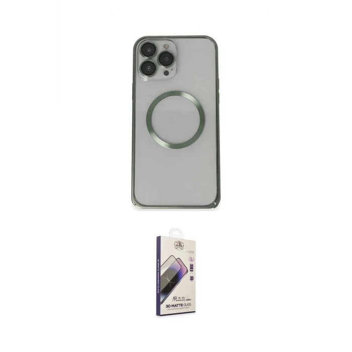 ieg™ iPhone 13 Pro Max Kılıf Ahenk Işık Serisi - Siyah Bilvis 3D Mat Cam Ekran Koruyucu