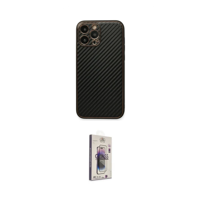 ieg™ iPhone 13 Pro Max Kılıf Ahenk Işık - Siyah Bilvis 3D Cam Ekran Koruyucu