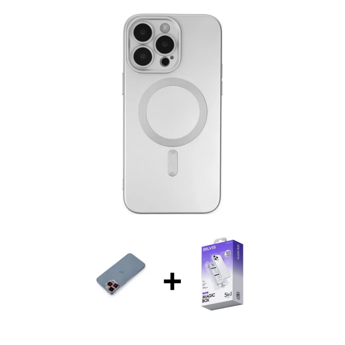 ieg™ iPhone 13 Pro Max Kılıf Akış Minimal Özel Seri - Siyah Bilvis 5in1 3D Magic Cam Ekran Koruyucu + Metal Kamera Lens Koruma Cam - KI