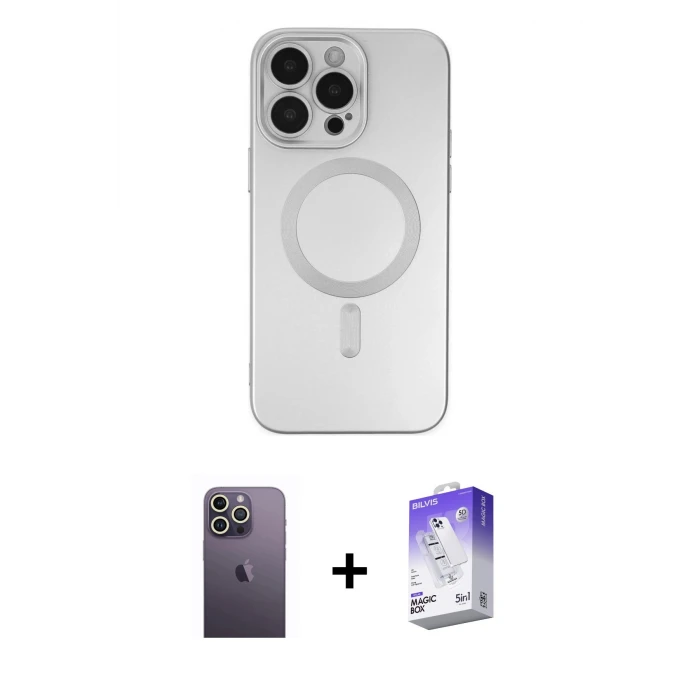 ieg™ iPhone 13 Pro Max Kılıf Akış Minimal Özel Seri - Siyah Bilvis 5in1 3D Magic Cam Ekran Koruyucu + Neon Fosforlu Kamera Lens - BZ
