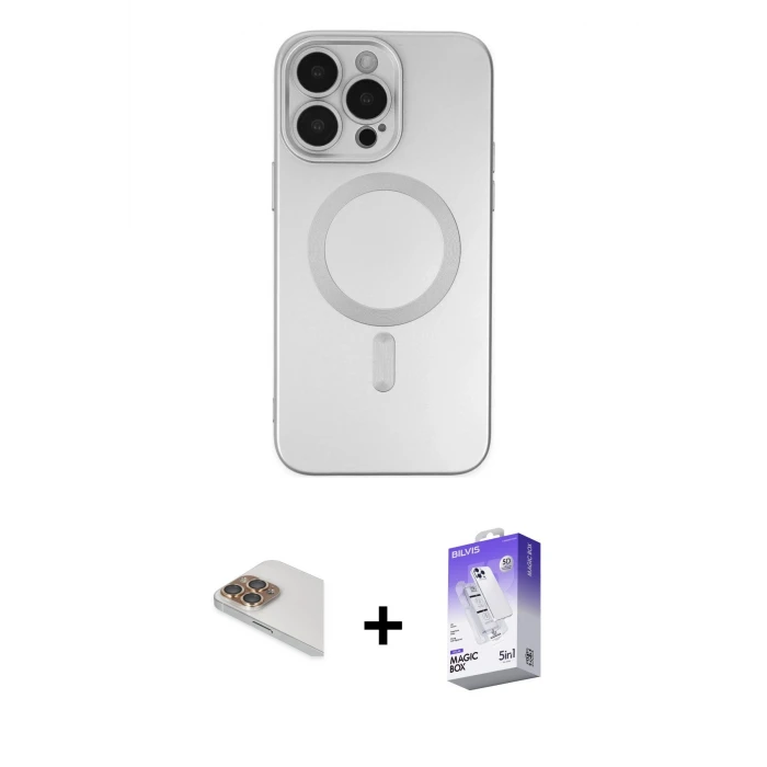 ieg™ iPhone 13 Pro Max Kılıf Akış Minimal Özel Seri - Siyah Bilvis 5in1 3D Magic Cam Ekran Koruyucu + Pers Alüminyum Kamera Lens - GD