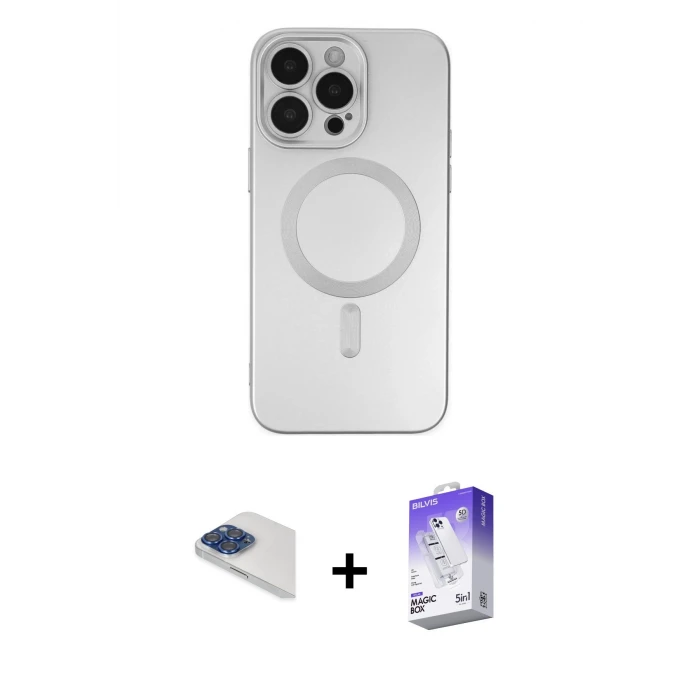 ieg™ iPhone 13 Pro Max Kılıf Akış Minimal Özel Seri - Siyah Bilvis 5in1 3D Magic Cam Ekran Koruyucu + Pers Alüminyum Kamera Lens - LT