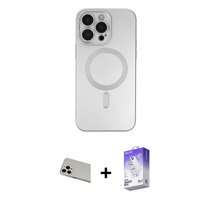 ieg™ iPhone 13 Pro Max Kılıf Akış Minimal Özel Seri - Siyah Bilvis 5in1 3D Magic Cam Ekran Koruyucu + Rainbow Kamera Lens Koruma Cam - REGD