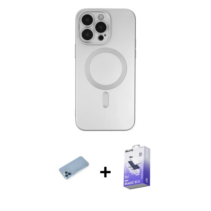 ieg™ iPhone 13 Pro Max Kılıf Akış Minimal Özel Seri - Siyah Bilvis 5in1 5D Magic Hayalet Cam Ekran Koruyucu + Shine Kamera Lens Koruma Cam - MI