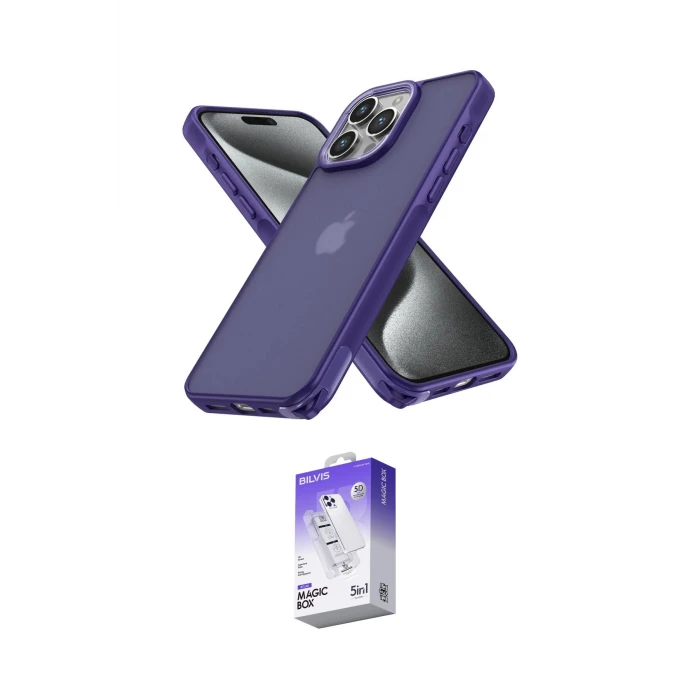 ieg™ iPhone 13 Pro Max Kılıf Atlas Form - Siyah Bilvis 5in1 3D Magic Cam Ekran Koruyucu