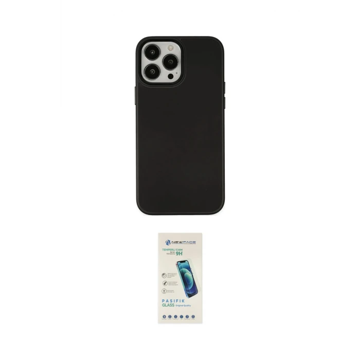 ieg™ iPhone 13 Pro Max Kılıf Çekirdek Çizgi - Şeffaf Pasifik Cam Ekran Koruyucu