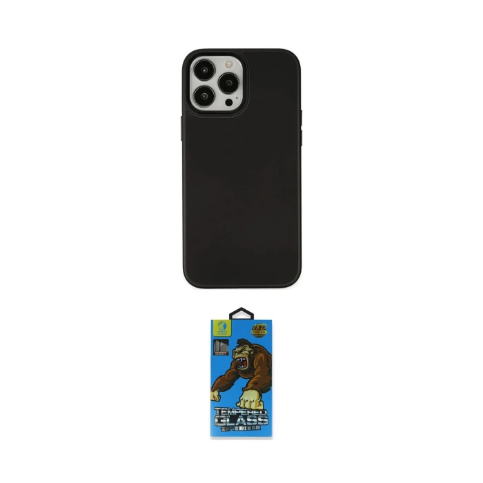 ieg™ iPhone 13 Pro Max Kılıf Çekirdek Çizgi - Siyah 18D Cam Ekran Koruyucu