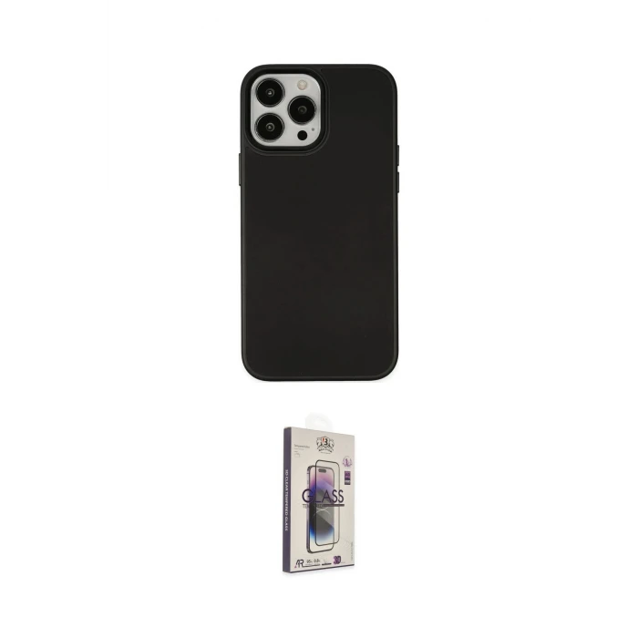 ieg™ iPhone 13 Pro Max Kılıf Çekirdek Çizgi - Siyah Bilvis 3D Cam Ekran Koruyucu