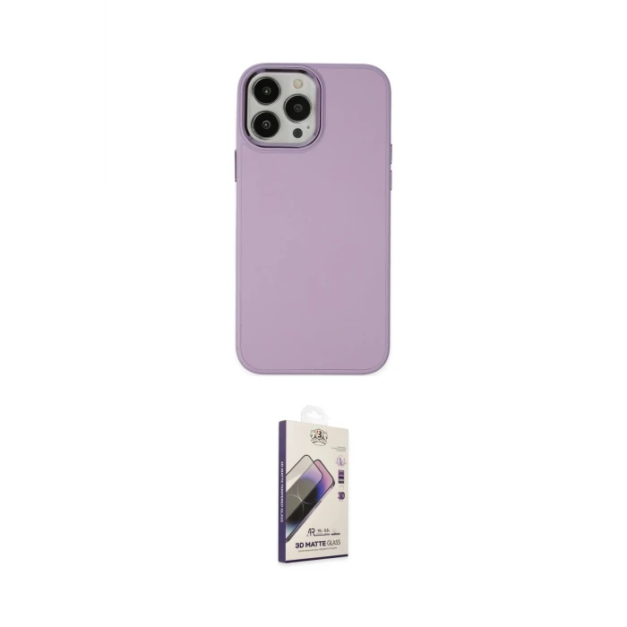 ieg™ iPhone 13 Pro Max Kılıf Çekirdek Çizgi - Siyah Bilvis 3D Mat Cam Ekran Koruyucu