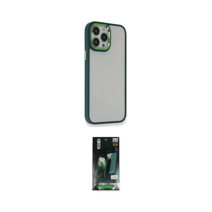 ieg™ iPhone 13 Pro Max Kılıf Eksen Doku Prime - Şeffaf 360 Full Body Arka Koruyucu