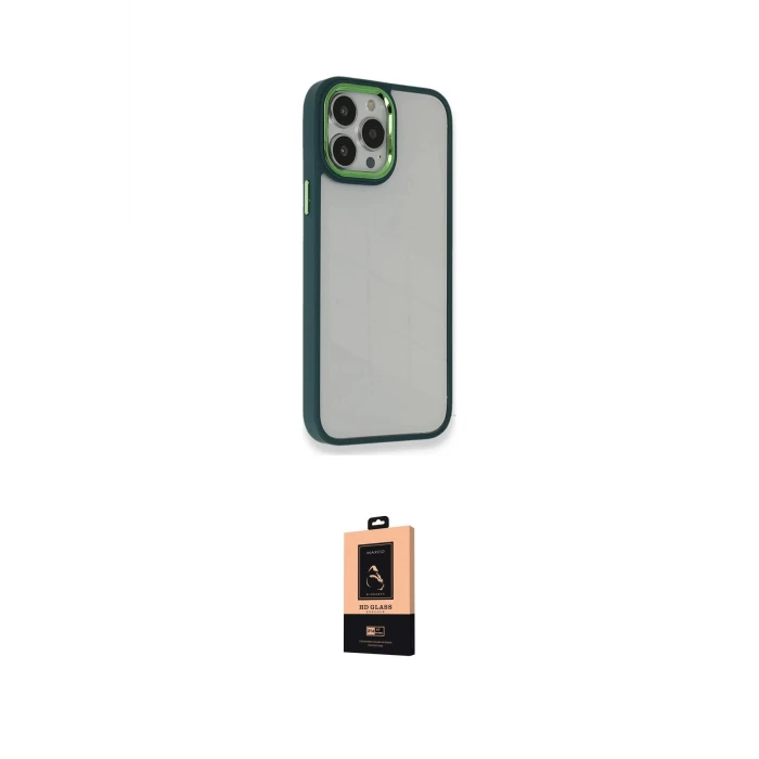 ieg™ iPhone 13 Pro Max Kılıf Eksen Doku Prime - Şeffaf Maxco Cam Ekran Koruyucu