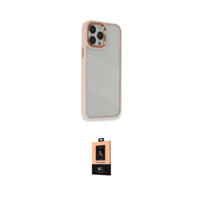 ieg™ iPhone 13 Pro Max Kılıf Eksen Doku Prime - Şeffaf Maxco Cam Ekran Koruyucu