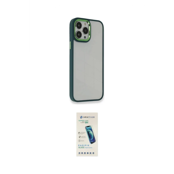 ieg™ iPhone 13 Pro Max Kılıf Eksen Doku Prime - Şeffaf Pasifik Cam Ekran Koruyucu