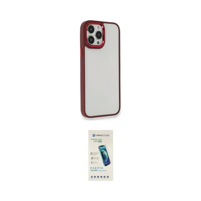 ieg™ iPhone 13 Pro Max Kılıf Eksen Doku Prime - Şeffaf Pasifik Cam Ekran Koruyucu