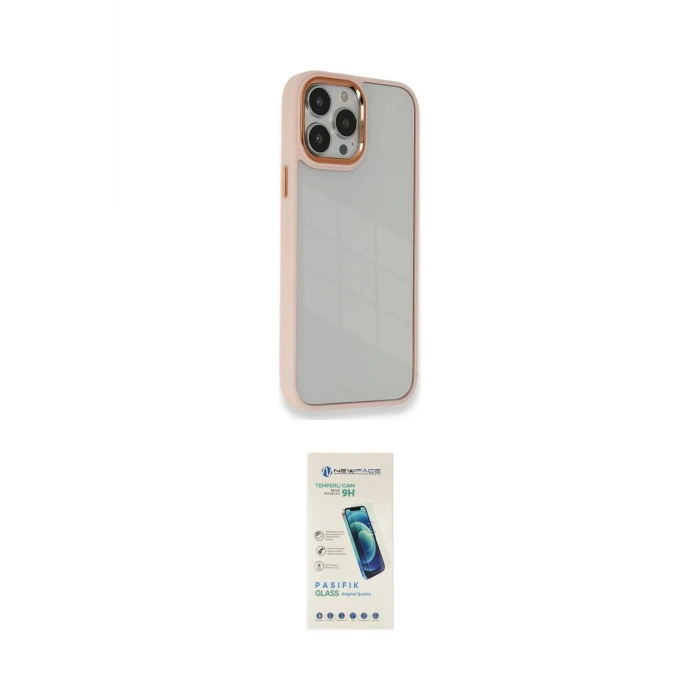ieg™ iPhone 13 Pro Max Kılıf Eksen Doku Prime - Şeffaf Pasifik Cam Ekran Koruyucu