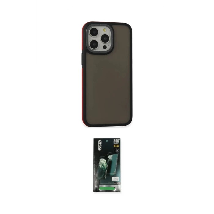 ieg™ iPhone 13 Pro Max Kılıf Eksen Işık - Şeffaf 360 Full Body Arka Koruyucu