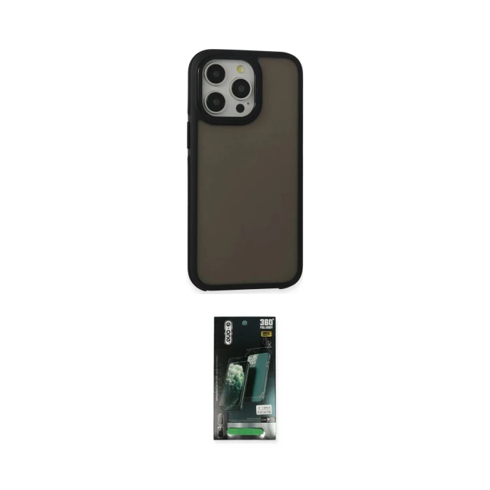 ieg™ iPhone 13 Pro Max Kılıf Eksen Işık - Şeffaf 360 Full Body Arka Koruyucu