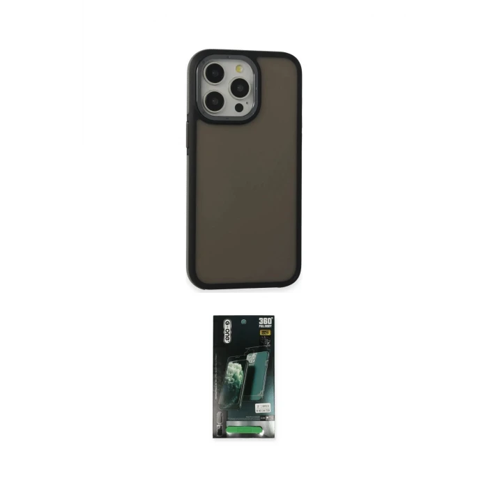 ieg™ iPhone 13 Pro Max Kılıf Eksen Işık - Şeffaf 360 Full Body Arka Koruyucu