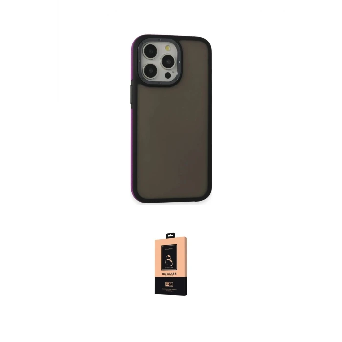 ieg™ iPhone 13 Pro Max Kılıf Eksen Işık - Şeffaf Maxco Cam Ekran Koruyucu