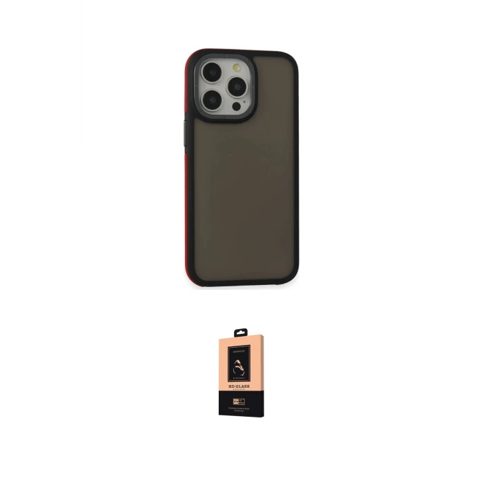 ieg™ iPhone 13 Pro Max Kılıf Eksen Işık - Şeffaf Maxco Cam Ekran Koruyucu