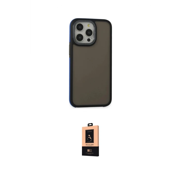 ieg™ iPhone 13 Pro Max Kılıf Eksen Işık - Şeffaf Maxco Cam Ekran Koruyucu