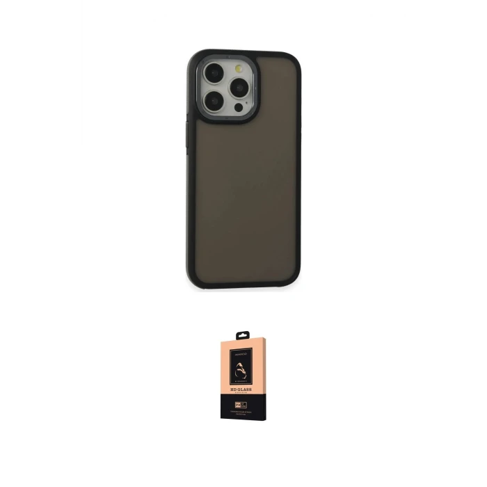 ieg™ iPhone 13 Pro Max Kılıf Eksen Işık - Şeffaf Maxco Cam Ekran Koruyucu