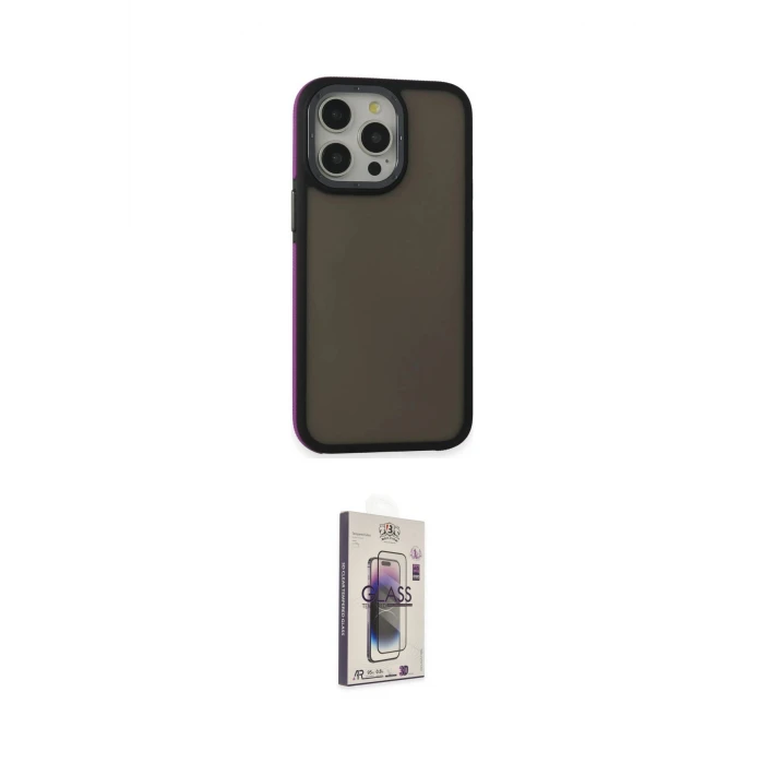 ieg™ iPhone 13 Pro Max Kılıf Eksen Işık - Siyah Bilvis 3D Cam Ekran Koruyucu