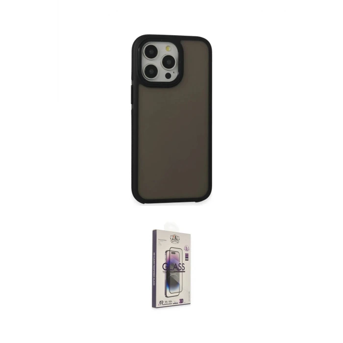 ieg™ iPhone 13 Pro Max Kılıf Eksen Işık - Siyah Bilvis 3D Cam Ekran Koruyucu