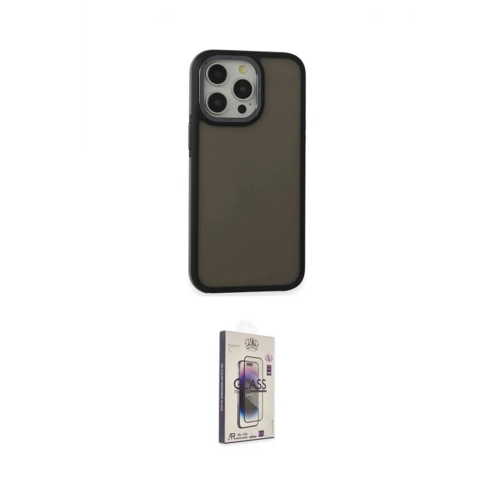 ieg™ iPhone 13 Pro Max Kılıf Eksen Işık - Siyah Bilvis 3D Cam Ekran Koruyucu