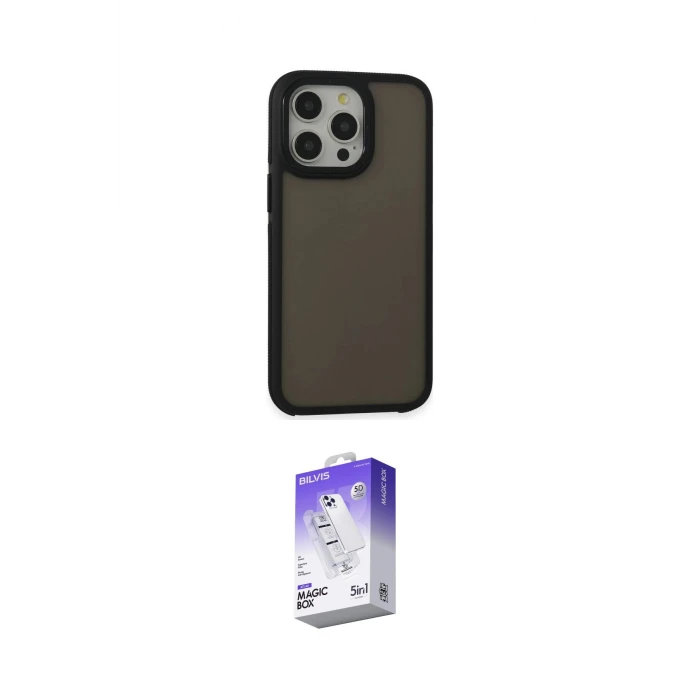 ieg™ iPhone 13 Pro Max Kılıf Eksen Işık - Siyah Bilvis 5in1 3D Magic Cam Ekran Koruyucu