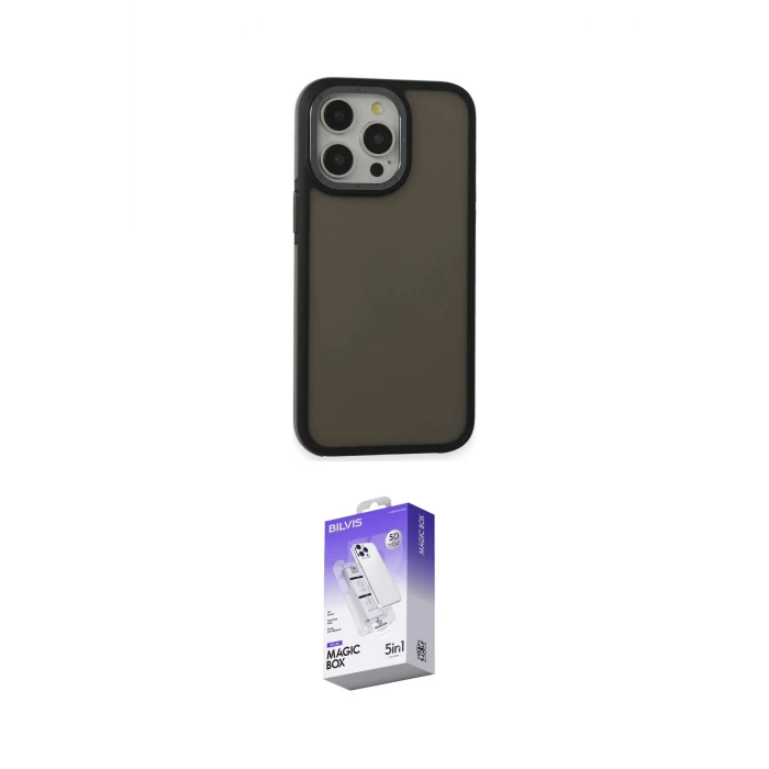 ieg™ iPhone 13 Pro Max Kılıf Eksen Işık - Siyah Bilvis 5in1 3D Magic Cam Ekran Koruyucu