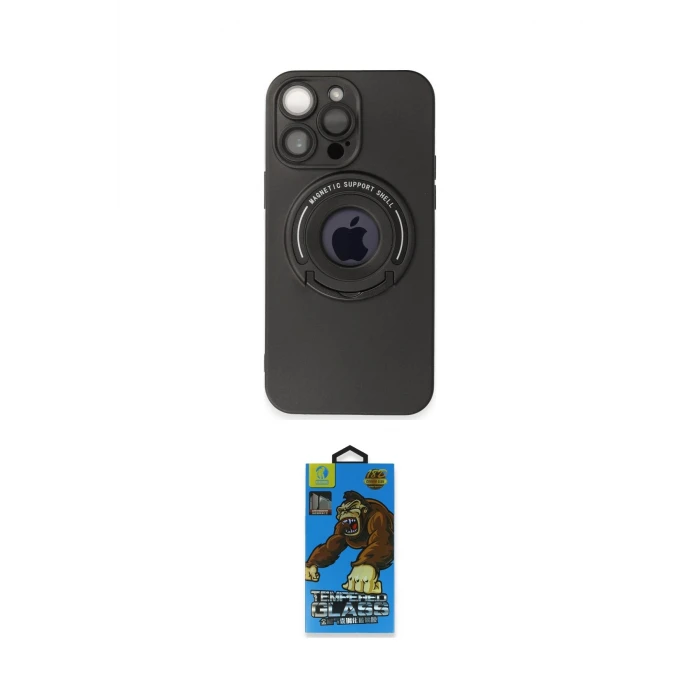 ieg™ iPhone 13 Pro Max Kılıf Eksen Klasik Prime - Siyah 18D Cam Ekran Koruyucu