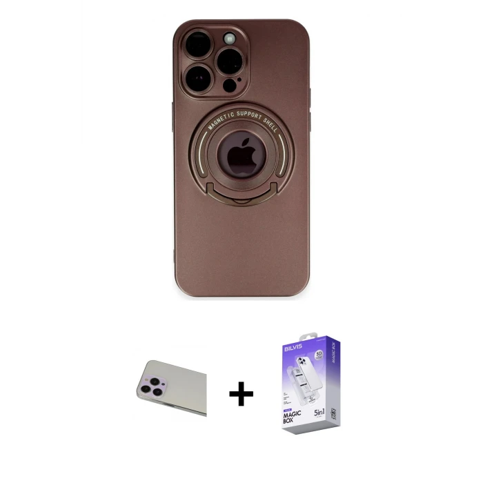 ieg™ iPhone 13 Pro Max Kılıf Eksen Klasik Prime - Siyah Bilvis 5in1 3D Magic Cam Ekran Koruyucu + Rainbow Kamera Lens Koruma Cam - MR