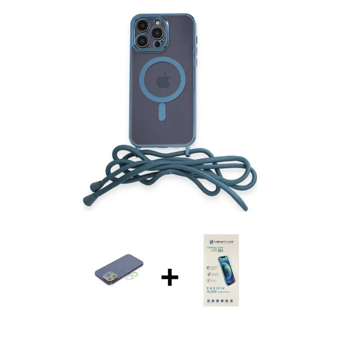 ieg™ iPhone 13 Pro Max Kılıf Eksen Özel Seri - Şeffaf Pasifik Cam Ekran Koruyucu + Renkli Kamera Lens Koruma Cam - YL