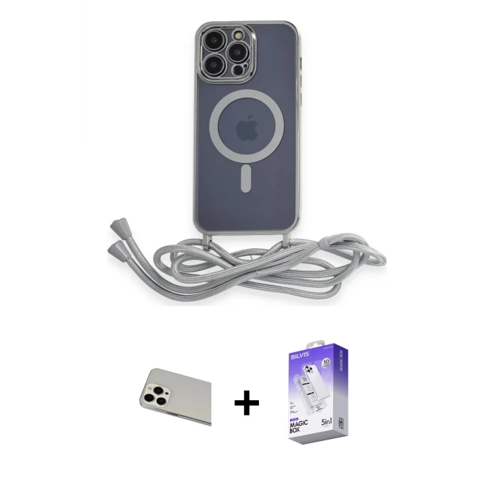 ieg™ iPhone 13 Pro Max Kılıf Eksen Özel Seri - Siyah Bilvis 5in1 3D Magic Cam Ekran Koruyucu + Rainbow Kamera Lens Koruma Cam - BZ