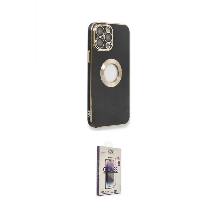 ieg™ iPhone 13 Pro Max Kılıf İz Form Serisi - Siyah Bilvis 3D Cam Ekran Koruyucu