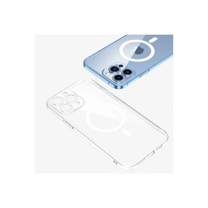 İEG® Iphone 13 Pro Max Kılıf Kamera Lens Korumalı Magsafe Destekli Şeffaf Darbe Emici Sert Kapak