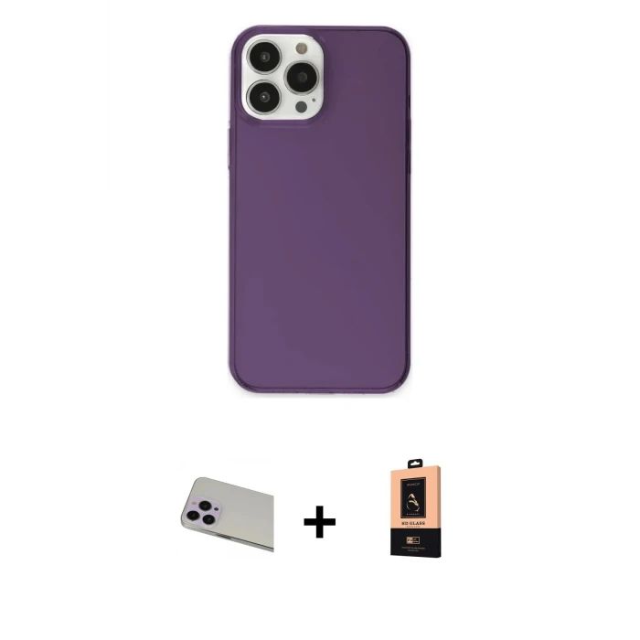 ieg™ iPhone 13 Pro Max Kılıf Kutup Doku Koleksiyonu - Şeffaf Maxco Cam Ekran Koruyucu + Rainbow Kamera Lens Koruma Cam - MR
