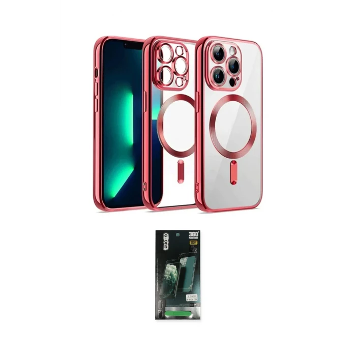 ieg™ iPhone 13 Pro Max Kılıf Nova Işık Özel Seri - Şeffaf 360 Full Body Arka Koruyucu