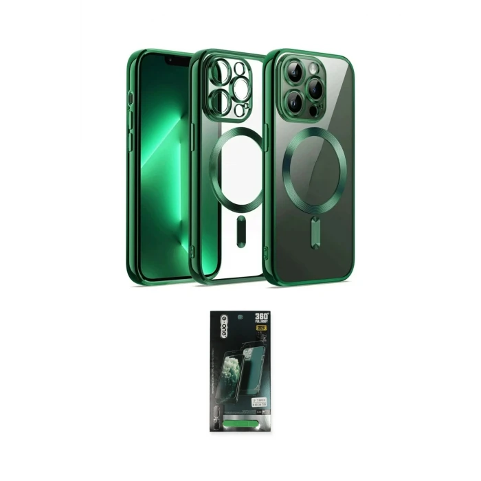 ieg™ iPhone 13 Pro Max Kılıf Nova Işık Özel Seri - Şeffaf 360 Full Body Arka Koruyucu