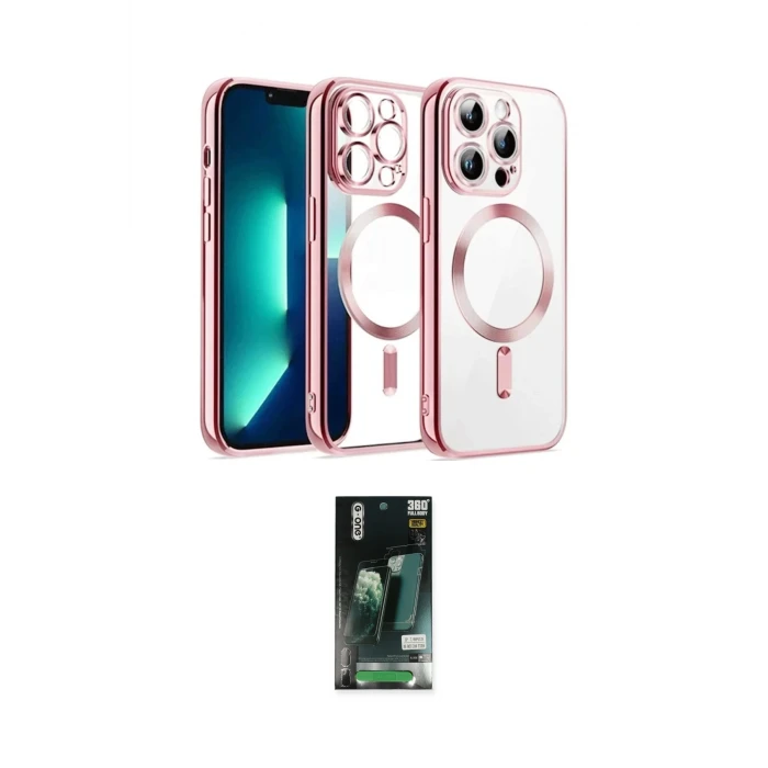 ieg™ iPhone 13 Pro Max Kılıf Nova Işık Özel Seri - Şeffaf 360 Full Body Arka Koruyucu