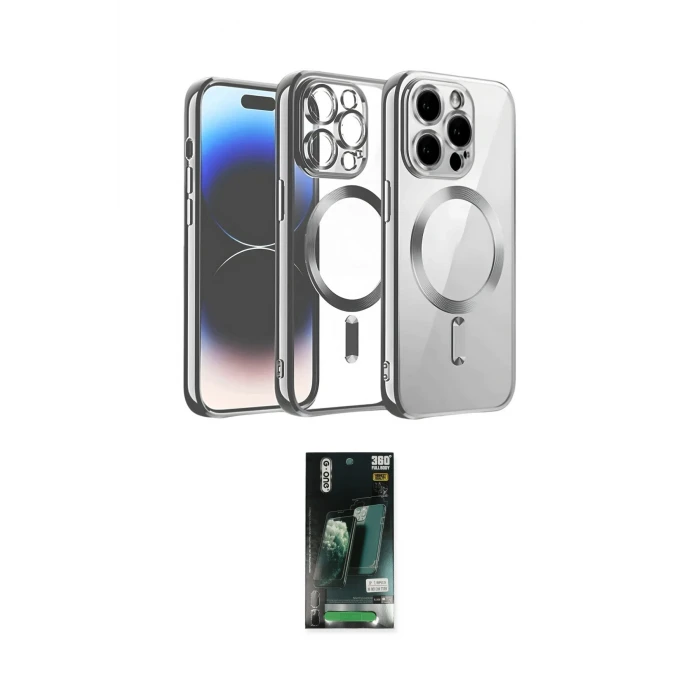 ieg™ iPhone 13 Pro Max Kılıf Nova Işık Özel Seri - Şeffaf 360 Full Body Arka Koruyucu