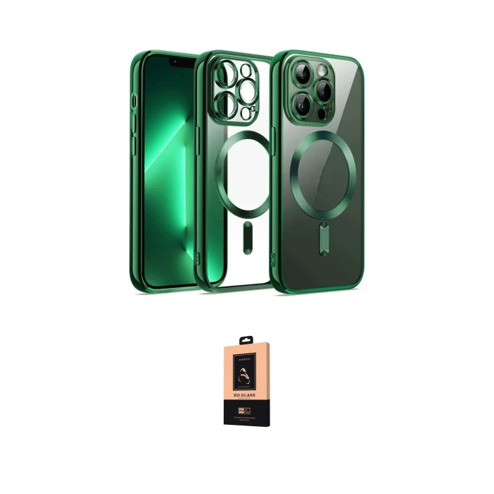 ieg™ iPhone 13 Pro Max Kılıf Nova Işık Özel Seri - Şeffaf Maxco Cam Ekran Koruyucu