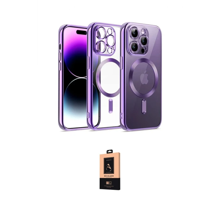 ieg™ iPhone 13 Pro Max Kılıf Nova Işık Özel Seri - Şeffaf Maxco Cam Ekran Koruyucu