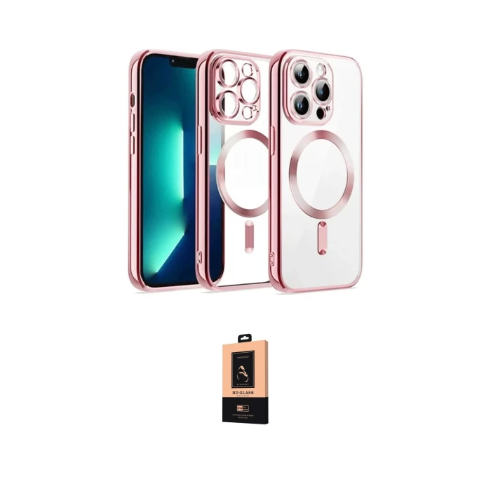 ieg™ iPhone 13 Pro Max Kılıf Nova Işık Özel Seri - Şeffaf Maxco Cam Ekran Koruyucu