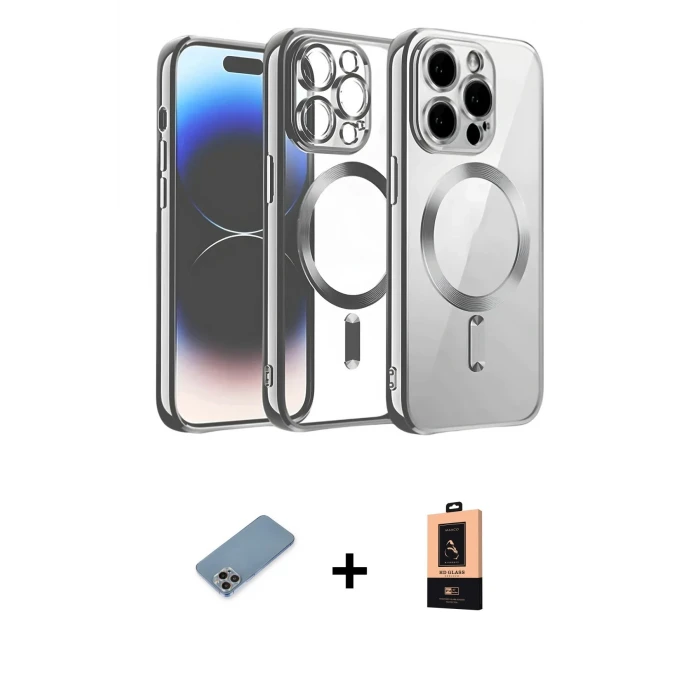 ieg™ iPhone 13 Pro Max Kılıf Nova Işık Özel Seri - Şeffaf Maxco Cam Ekran Koruyucu + Shine Kamera Lens Koruma Cam - GI