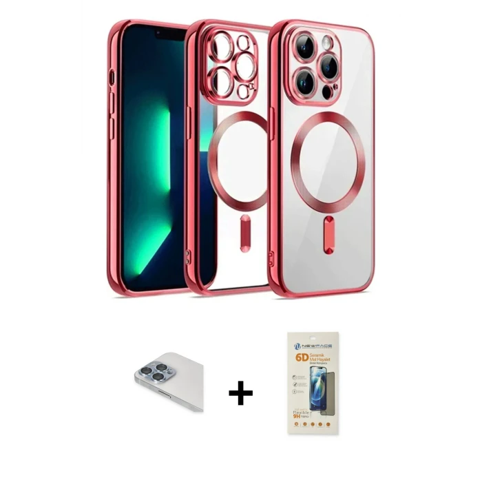 ieg™ iPhone 13 Pro Max Kılıf Nova Işık Özel Seri - Siyah 6D Mat Seramik Hayalet Nano Ekran Koruyucu + Pers Alüminyum Kamera Lens - SABE