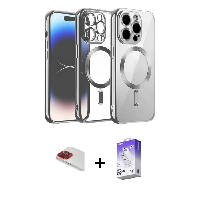 ieg™ iPhone 13 Pro Max Kılıf Nova Işık Özel Seri - Siyah Bilvis 5in1 3D Magic Cam Ekran Koruyucu + Pers Alüminyum Kamera Lens - KI