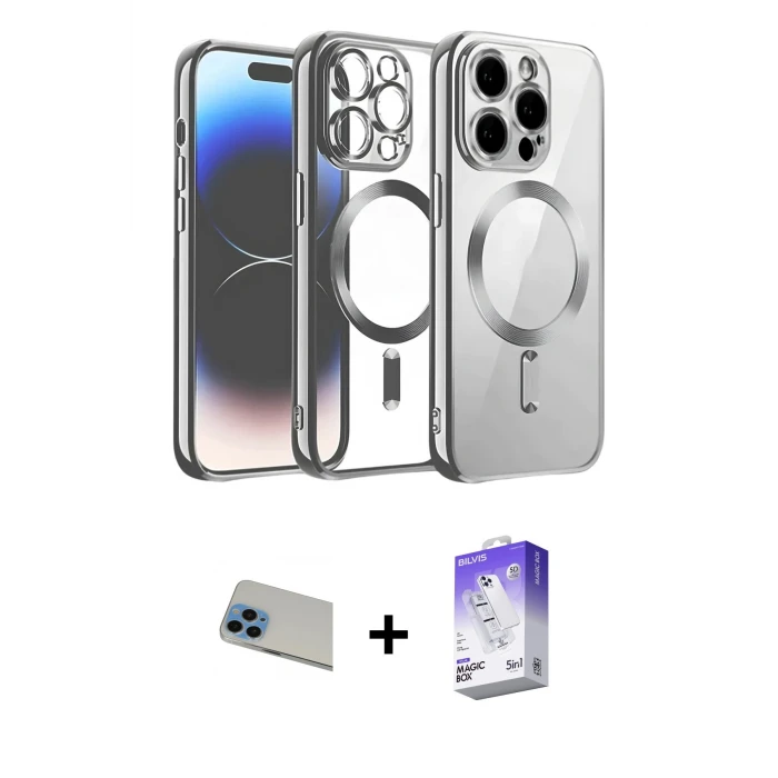 ieg™ iPhone 13 Pro Max Kılıf Nova Işık Özel Seri - Siyah Bilvis 5in1 3D Magic Cam Ekran Koruyucu + Rainbow Kamera Lens Koruma Cam - MI